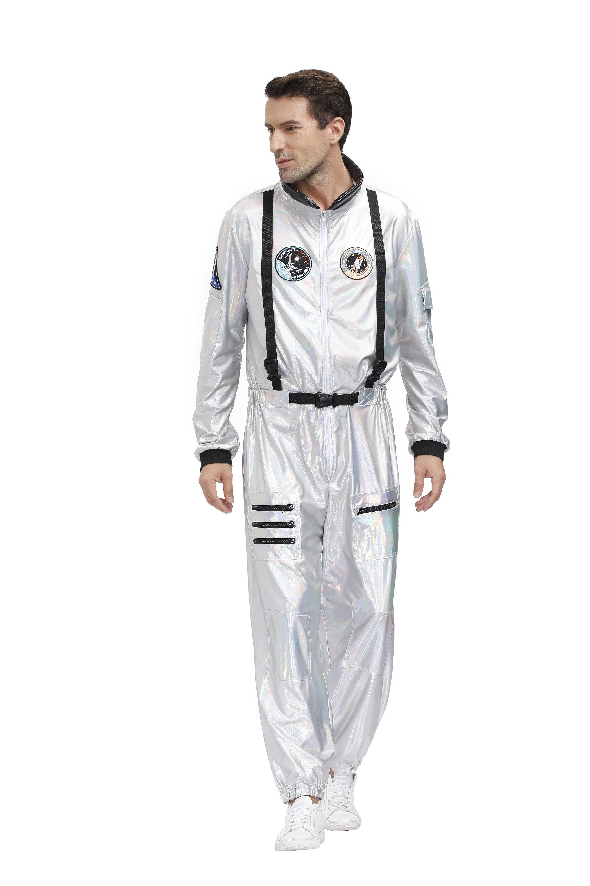 Halloween Silver Pilot Astronaut Alien Spaceman Cosplay Costume